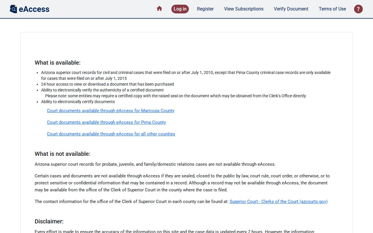 Yavapai County case lookup eAccess login