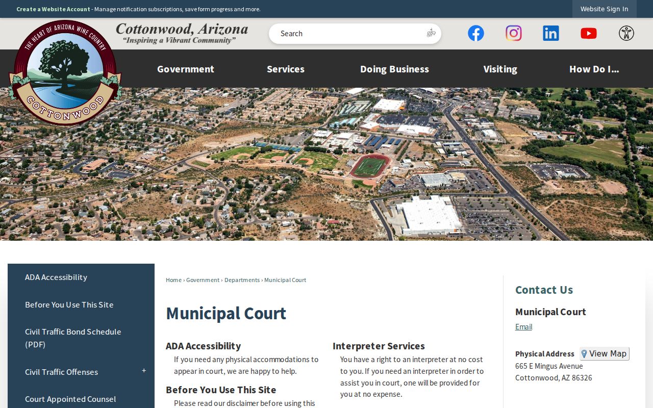 Yavapai County Cottonwood Municipal Court docket information