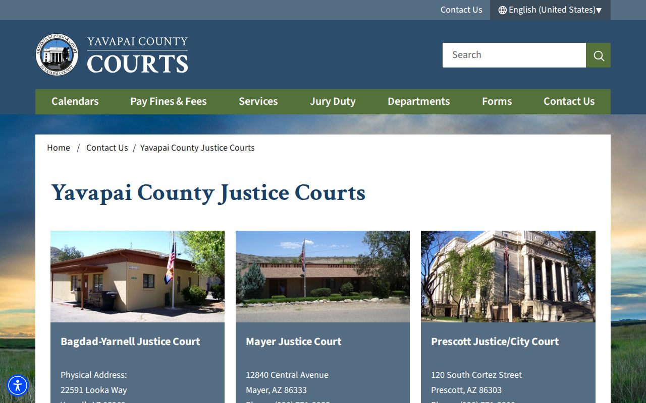 Yavapai County court dates and Justice Court contacts
