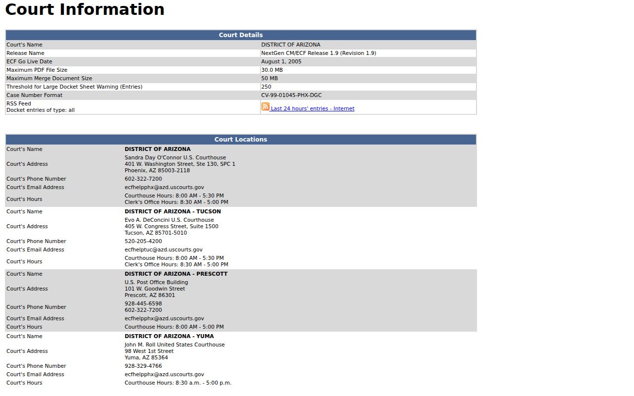 Federal court records access from Yavapai County