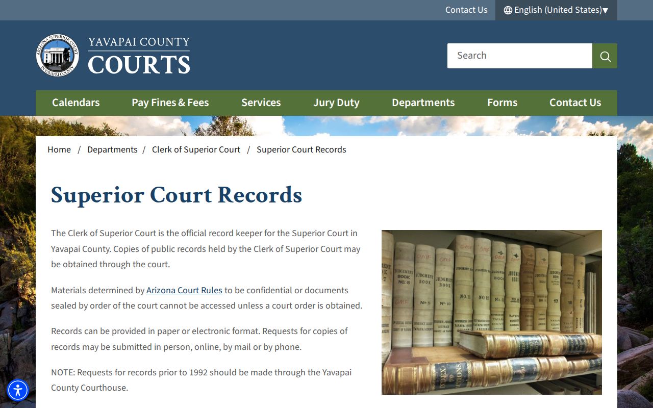 Yavapai County court record request channels and fees