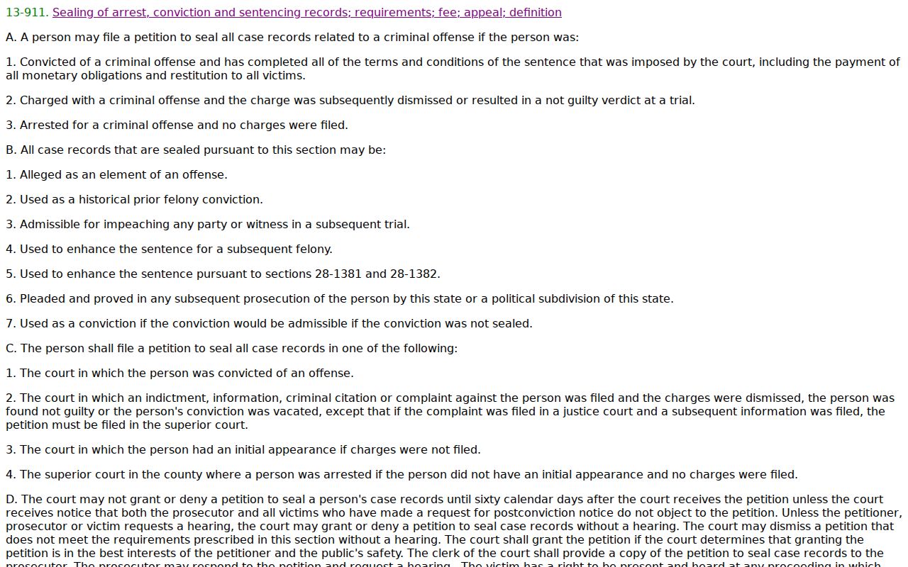 Yavapai County criminal docket sealing statute