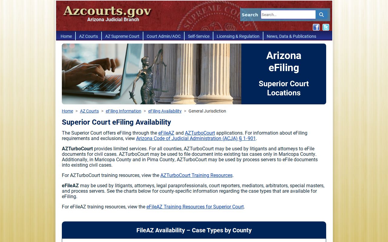 Yavapai County criminal docket e-filing availability