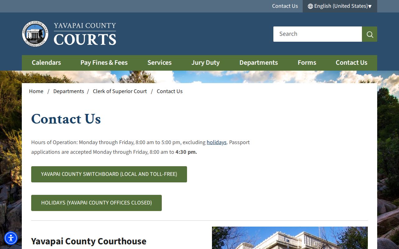 Yavapai County court docket Clerk contact directory