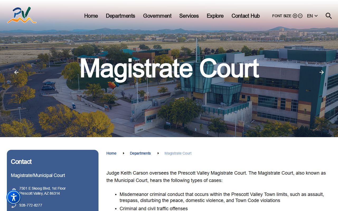 Yavapai County Prescott Valley Magistrate Court docket information